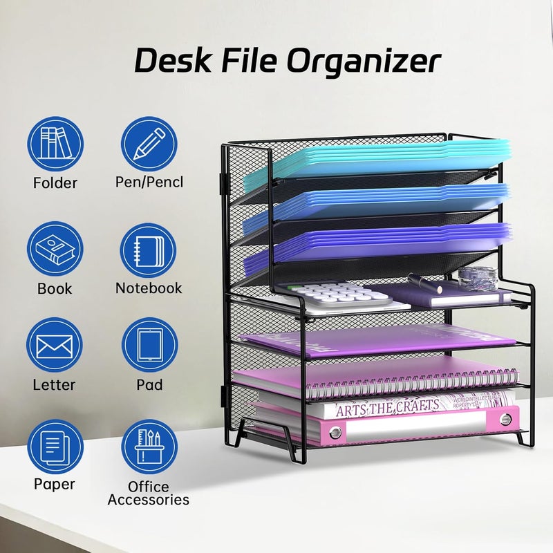 ReePlan 7 Tier Desk File Organizer, Letter Tray Paper Organizer, Metal Desktop Organizers and Accessories for Study and Workspace, for Home Office, Black - Image 3